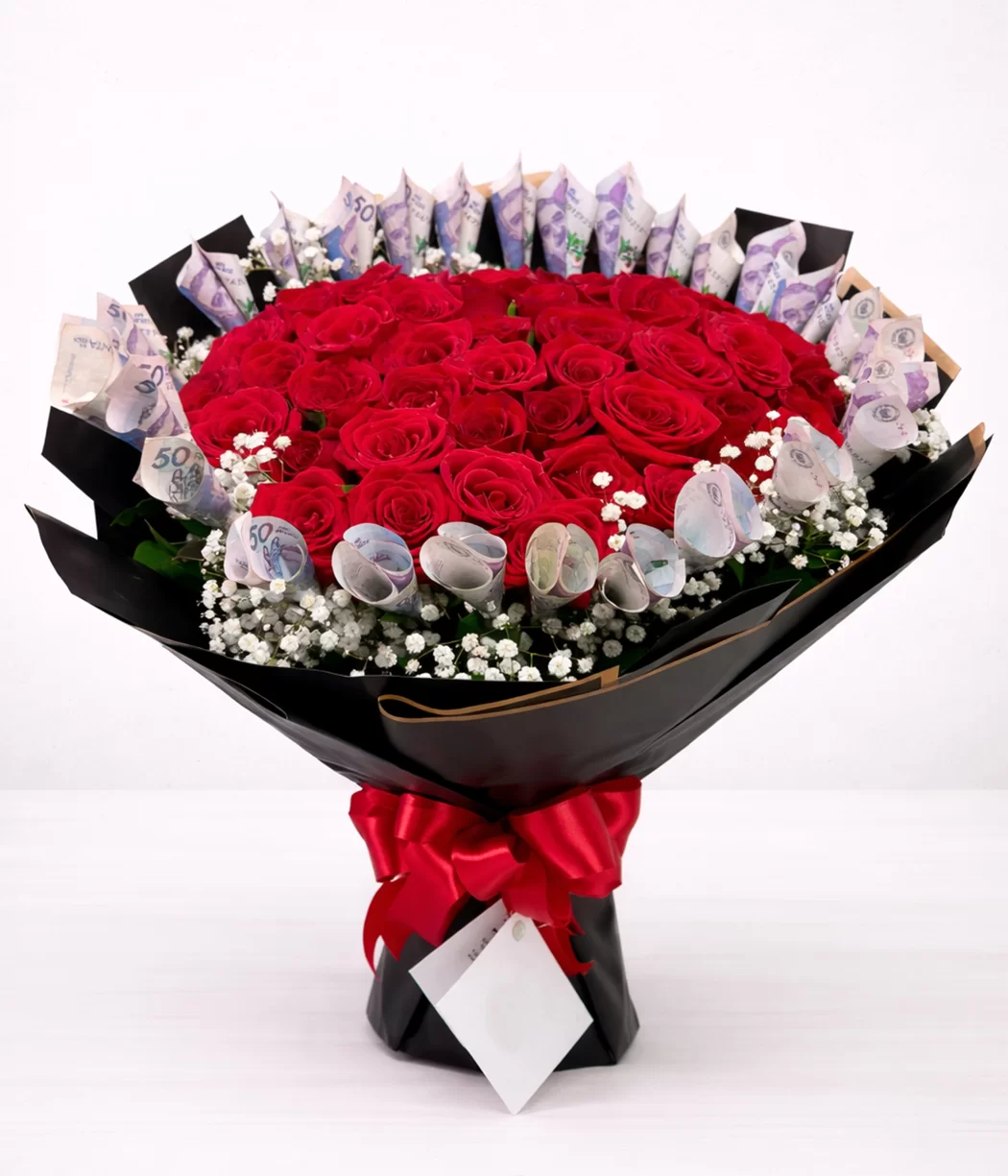 ramo de rosas rojas, bouquet de rosas rojas, arreglo floral premium, flores elegantes, regalo románt